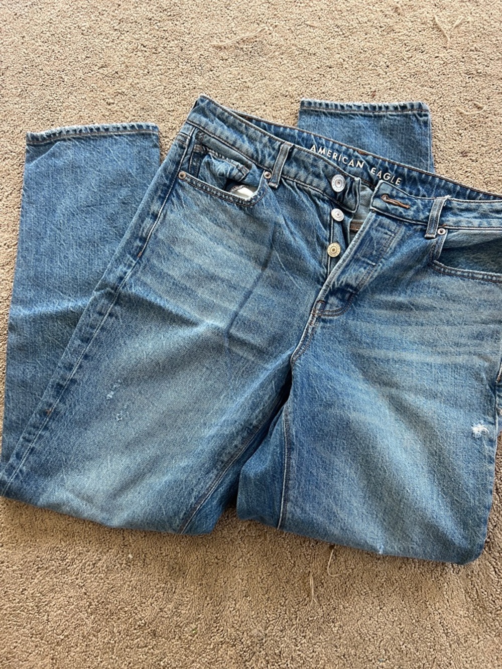American Eagle Outfitters Blue Denim Jeans with Yellow Accent Nails